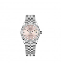 Rolex Datejust 31 White Rolesor pulsera Jubilee con esfera engastada de diamantes rosas réplica de reloj