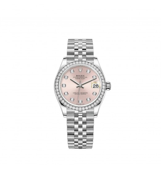 Rolex Datejust 31 White Rolesor pulsera Jubilee con esfera engastada de diamantes rosas réplica de reloj Rolex Datejust 31 White Rolesor pulsera Jubilee con esfera engastada de diamantes rosas réplica de reloj