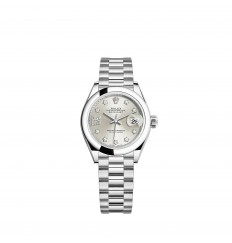 Rolex Lady-Datejust Pulsera President de plata platino con diamantes engastanos réplica de reloj