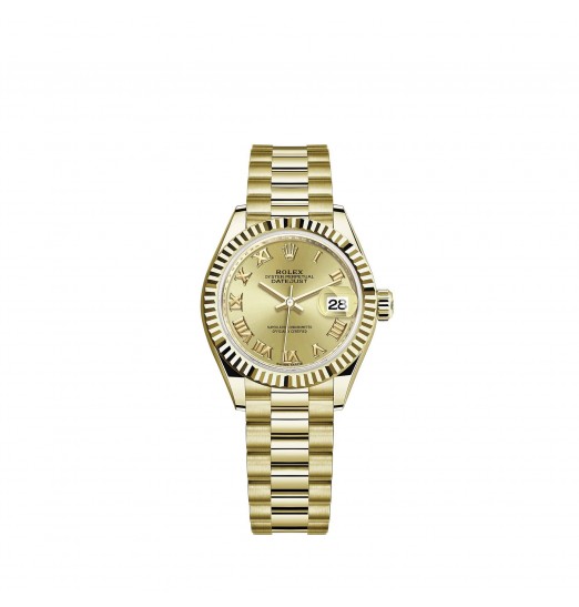 Rolex Lady-Datejust pulsera President con esfera en oro amarillo de 18 quilates y color champan réplica de reloj